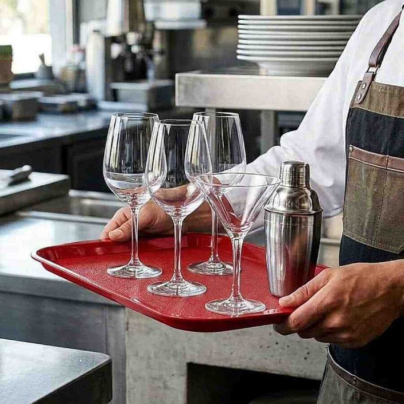Epinox TPA-3627 Dikdörtgen Plastik Kaymaz Tepsi, 36x27cm, Kırmızı - Epinox