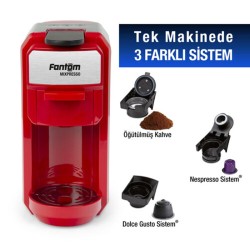 Fantom KS 1450 Mixpresso Kapsül Kahve Makinesi, Nespresso Kapsül Uyumlu, Kırmızı - Thumbnail