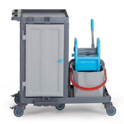 Fantom Procart 1313 Hospital Cleaning Trolley with Cabinet, Press Bucket - 1