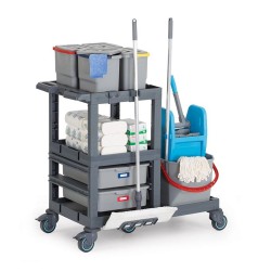 Fantom Procart 1321 Hospital Cleaning Trolley with Press Bucket - 3
