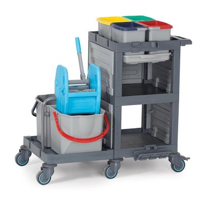 Fantom Procart 1352 Hospital Cleaning Trolley with Press Bucket - Fantom