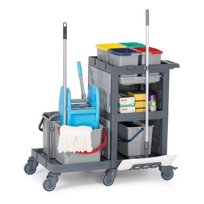 Fantom Procart 1352 Hospital Cleaning Trolley with Press Bucket - Fantom