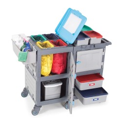 Fantom Больничная уборочная тележка Procart 1354 с сеткой для мопов, выдвижной ящик - 4