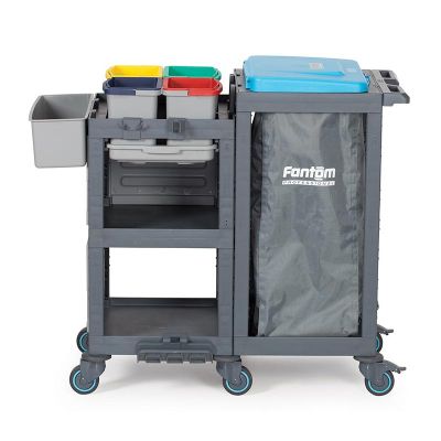 Fantom Procart 1361 Hospital Cleaning Trolley with 4 Garbage Compartments - Fantom
