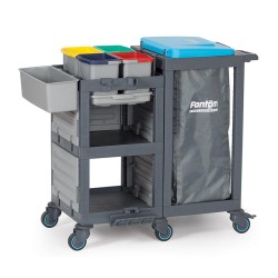 Fantom Procart 1361 Hospital Cleaning Trolley with 4 Garbage Compartments - 2