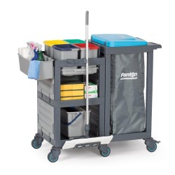Fantom Procart 1361 Hospital Cleaning Trolley with 4 Garbage Compartments - 3