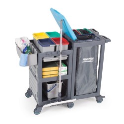 Fantom Procart 1361 Hospital Cleaning Trolley with 4 Garbage Compartments - 4