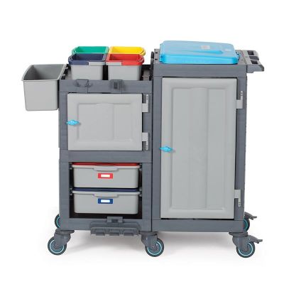 عربة تنظيف المستشفيات Fantom Procart 1362 مع أدراج، 4 حجرات للقمامة - Fantom