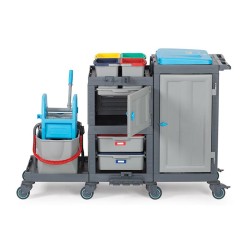 عربة تنظيف المستشفيات Fantom Procart 1363 مع دلو ضغط، 2 مقصورة قمامة - 4