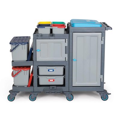 Fantom Procart 1364 Hospital Cleaning Trolley with Bucket Set, 4 Garbage Compartments - Fantom