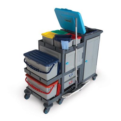 Fantom Procart 1364 Тележка для уборки больниц с набором ведер, 4 отсека для мусора - Fantom