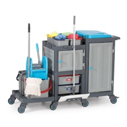 عربة تنظيف المستشفيات Fantom Procart 1364 مع دلو ضغط، 2 مقصورة قمامة - 2