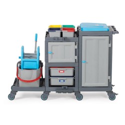 Fantom Больничная уборочная тележка Procart 1364 с прессовым ведром, 2 отсека для мусора - 1