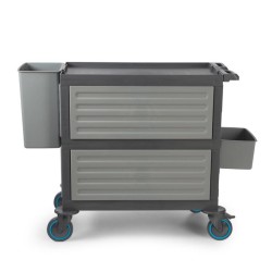 Fantom Procart 221SGR 3 Tier Closed Service Trolley with Cutlery and Waste Bin - Fantom