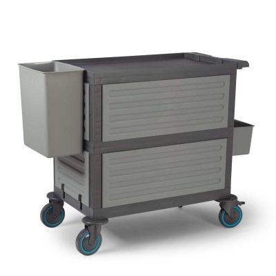 Fantom Procart 221SGR 3 Tier Closed Service Trolley with Cutlery and Waste Bin - Fantom