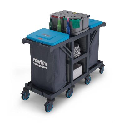 Fantom Procart 252 3 Storey Service Trolley, 2 Canvas Garbage Bins - Fantom