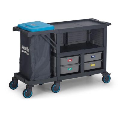 Fantom Procart 275 3 Layers Closed Service Trolley with Garbage Compartment, 4 Drawers - Fantom