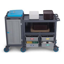 Fantom Procart 276 3 Layers Closed Service Trolley with Garbage Compartment, 4 Drawers - 3