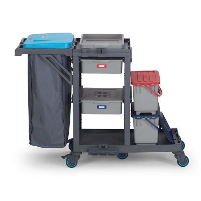 Fantom Procart 316 Aksesuar Takımlı Çekmeceli Temizlik Arabası, Çöp Bölmeli - 1