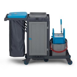 Fantom Procart 317 Press Bucket Drawer Cleaning Trolley with Garbage Compartment - 1