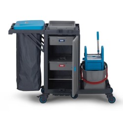 Fantom Procart 317 Press Bucket Drawer Cleaning Trolley with Garbage Compartment - 3