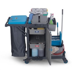 Fantom Procart 317 Press Bucket Drawer Cleaning Trolley with Garbage Compartment - 4