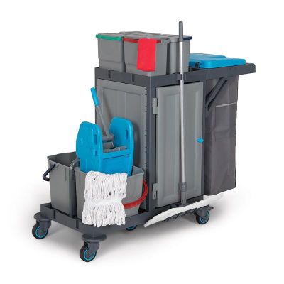 Fantom Procart 318 Press Bucket Cabinet Cleaning Trolley with Garbage Compartment - Fantom