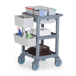 عربة الخدمة Fantom Procart 3200 ذات 3 طبقات مع 4 دلاء تنظيف - 3