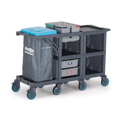 Fantom Procart 3203 3 Katlı Servis Arabası, 4 Adet Temizlik Kovalı ve Çöp Bölmeli - 3