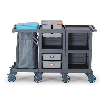 Fantom Procart 3203 3 Layers Service Trolley with 4 Cleaning Buckets and Garbage Compartment - Fantom