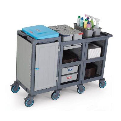 عربة خدمة مقصورة القمامة Fantom Procart 3204 ذات 3 طبقات مع 4 دلاء تنظيف - Fantom