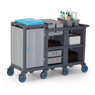Fantom Procart 3204 Сервисная тележка с 3 слоями отсеков для мусора и 4 ведрами для очистки - Fantom
