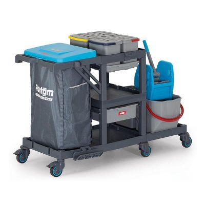 عربة تنظيف دلو الضغط Fantom Procart 3331 عربة تنظيف دلو الضغط مع حجرة القمامة - Fantom