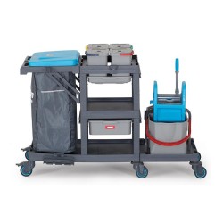Fantom Procart 3331 Press Bucket Cleaning Trolley with Garbage Compartment - 1