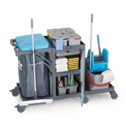 Fantom Procart 3333 Press Bucket Cleaning Trolley with Garbage Compartment - 4