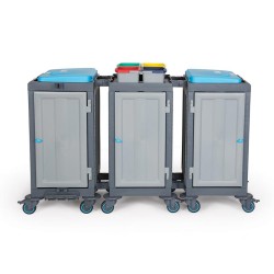 Fantom Procart 3352SP Cleaning Trolley with 3 Cabinets, Garbage Compartment - Fantom