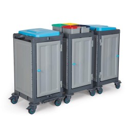 Fantom Procart 3352SP Cleaning Trolley with 3 Cabinets, Garbage Compartment - 3