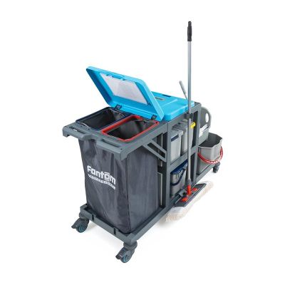 Fantom Procart 371 Cleaning and Press Bucket Cleaning Trolley with Garbage Compartment - Fantom
