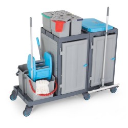 Fantom Procart 381 Cleaning Trolley with Cabinet and Bucket Set - 4