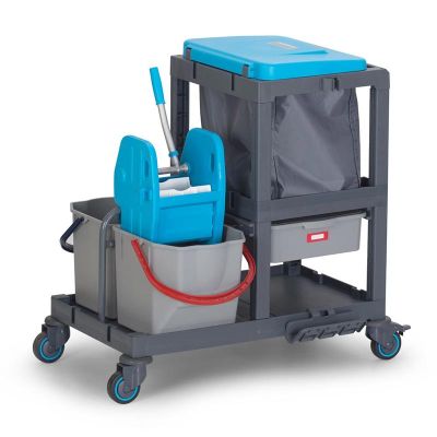 Fantom Procart 391 Press Bucket Cleaning Trolley with Garbage Compartment - Fantom