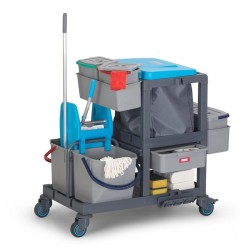 Fantom Procart 391 Press Bucket Cleaning Trolley with Garbage Compartment - 4