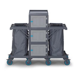Fantom Procart 404 Floor Trolley with Cabinets, 2 Garbage Compartments - Fantom