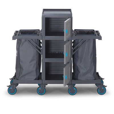 Fantom Procart 404 Floor Trolley with Cabinets, 2 Garbage Compartments - Fantom
