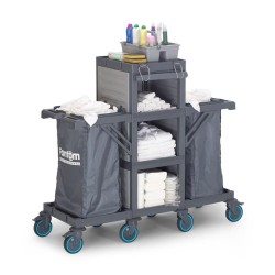 Fantom Procart 407 Tarpaulin Floor Trolley with 2 Garbage Compartments - 4