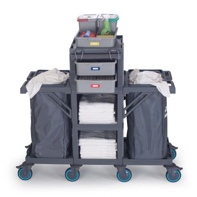 Fantom Procart 409 Branded Drawer Floor Trolley with 2 Garbage Compartments - Fantom