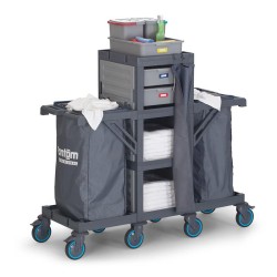 Fantom Procart 409 Branded Drawer Floor Trolley with 2 Garbage Compartments - 3