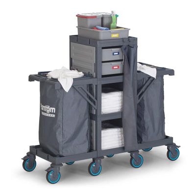 Fantom Procart 409 Branded Drawer Floor Trolley with 2 Garbage Compartments - Fantom