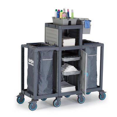 Fantom Procart 411 Floor Trolley with Cabinets, 2 Garbage Compartments - Fantom