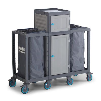 Fantom Procart 414 Floor Trolley with Cabinets, 2 Garbage Compartments - Fantom