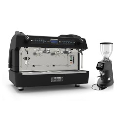 Fiamma Compass 2 Double Boiler Tall Cup Espresso Coffee Machine, 2 Groups + Fiorenzato F64E Coffee Grinder, Black - Fiamma